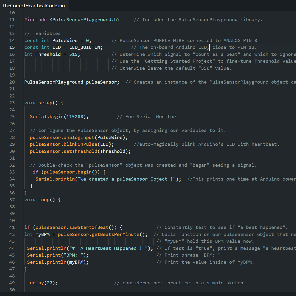 Working pulse sensor original code.